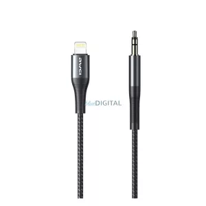 Cablu audio AWEI CL-116L (mufă de 3,5 mm - fulger, 100 cm, șiret) NEGRU