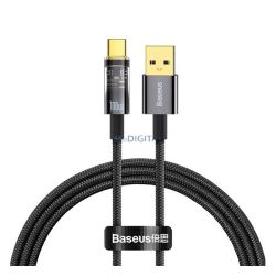   Cablu de date BASEUS EXPLORER (USB - Type-C, 100W, încărcător rapid, 100cm, șiret) NEGRU