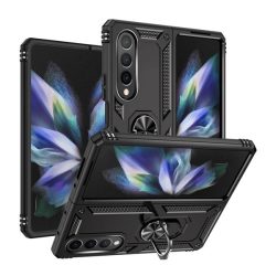   HUSĂ! - Protecție din plastic pentru telefon Defender (rezistență medie la impact, interior din silicon, inel suport pentru telefon, protecție cameră foto) negru Samsung Galaxy Z Fold4 5G (SM-F936)