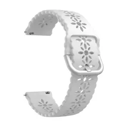   Curea (universală, 20 mm, silicon, perforată, model floral) FEHÉR Huawei Watch GT 2 42mm, Samsung Galaxy Watch 42mm (SM-R810N), Samsung Galaxy Gear S2 Classic (SM-R732), Amazfit Bip, Haylou LS