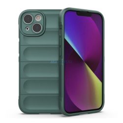   HUSĂ! - Protector de telefon din silicon (rezistență medie la impact, protecție pentru cameră, model 3D) VERDE ÎNCHIS Apple iPhone 14 Plus