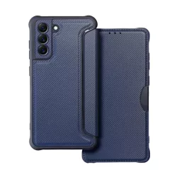   HUSĂ! - Husă stativă, efect piele (FLIP, deschidere laterală, colț hover, protecție aparat foto, model carbon) CUSCINĂ CUSCINĂ Samsung Galaxy S21 FE (SM-G990)