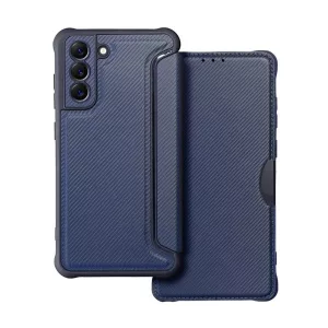 HUSĂ! - Husă stativă, efect piele (FLIP, deschidere laterală, colț hover, protecție aparat foto, model carbon) CUSCINĂ CUSCINĂ Samsung Galaxy S21 FE (SM-G990)