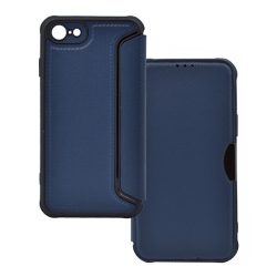   HUSĂ! - Husă în picioare, efect piele (FLIP, deschidere laterală, colț cu pernă de aer, protecție pentru cameră, model carbon) ALBASTRU ÎNCHIS Apple iPhone SE 3 (2022), Apple iPhone SE 2 (2020), Apple iPhone 8 4.7, Apple iPhone 7
