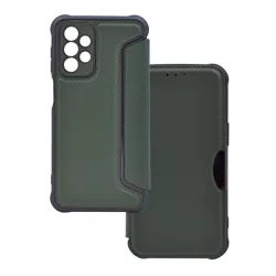   HUSĂ! - Husă stativă, efect piele (FLIP, deschidere laterală, colț hover, protecție aparat foto, model de carbon) CUSCINĂ PLIABILĂ Samsung Galaxy A23 5G (SM-A236F)