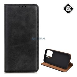 Husă permanentă, piele naturală (FLIP, deschidere laterală, husă desktop) BLACK Apple iPhone 14