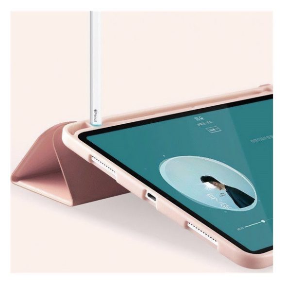 Husă în picioare, efect piele (FLIP activ, deschidere laterală, TRIFOLD, suport birou, suport creion) ROZ Apple IPAD Air 2022, Apple IPAD Air 2020 (Air 4)