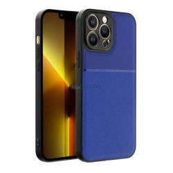   HUSĂ! - Protectie din plastic pentru telefon (cadru din silicon, rezistenta medie la impact, placa metalica incorporata, spate cu efect piele, model in dungi) ALBASTRU INCHIS Apple iPhone 14 Pro