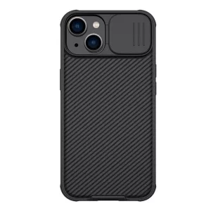 HUSĂ! - Protector de telefon din plastic NILLKIN CAMSHIELD PRO MAGNETIC (rezistenta la impact mediu, protectie camera, placa metalica, dungi) NEGRU Apple iPhone 14