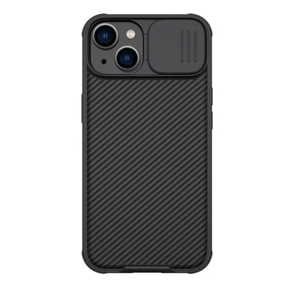 HUSĂ! - Protector de telefon din plastic NILLKIN CAMSHIELD PRO MAGNETIC (rezistenta la impact mediu, protectie camera, placa metalica, dungi) NEGRU Apple iPhone 14