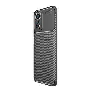Husă silicon pentru telefon (rezistent la impact mediu, bubble heel, model de carbon) negru Xiaomi Redmi Note 11 4G (Redmi Note 11S)