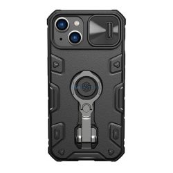   HUSĂ! - Protector de telefon NILLKIN CAMSHIELD ARMOR PRO defender din plastic (interior din silicon, rezistent la impact mediu, inel suport telefon) NEGRU Apple iPhone 14 Plus