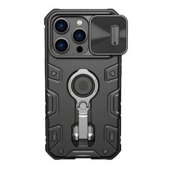   HUSĂ! - Protector de telefon NILLKIN CAMSHIELD ARMOR PRO defender din plastic (interior din silicon, rezistent la impact mediu, inel suport telefon) NEGRU Apple iPhone 14 Pro