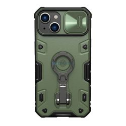   HUSĂ! - Protector de telefon NILLKIN CAMSHIELD ARMOR PRO defender din plastic (interior din silicon, rezistent la impact mediu, inel suport telefon) VERDE Apple iPhone 14 Plus