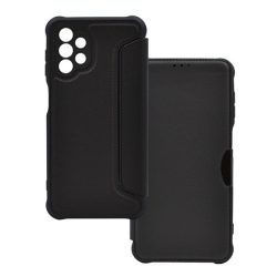   Husă în picioare, efect piele (FLIP, deschidere laterală, colț cu pernă de aer, protecție pentru cameră, model carbon) NEGRU Samsung Galaxy A13 5G (SM-A136), Samsung Galaxy A04s (SM-A047F)
