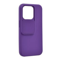   HUSĂ! - Husă siliconică pentru telefon (mată, interior din microfibră plușată, protecție pentru cameră) LILA Apple iPhone 14 Pro