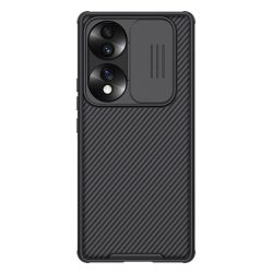   HUSĂ! - NILLKIN CAMSHIELD PRO protecție din plastic pentru telefon (cadru din silicon, rezistent la impact mediu, protecție cameră foto, model cu dungi) negru Honor 70