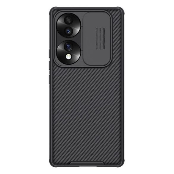 NILLKIN CAMSHIELD PRO protecție din plastic pentru telefon (cadru din silicon, rezistent la impact mediu, protecție cameră foto, model cu dungi) negru Honor 70