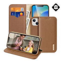   HUSĂ! - Husa DUX DUCIS HIVO in picioare, piele naturala (FLIP, deschidere laterala, functie suport de masa, suport card bancar, protectie RFID) MARO Apple iPhone 14 Plus
