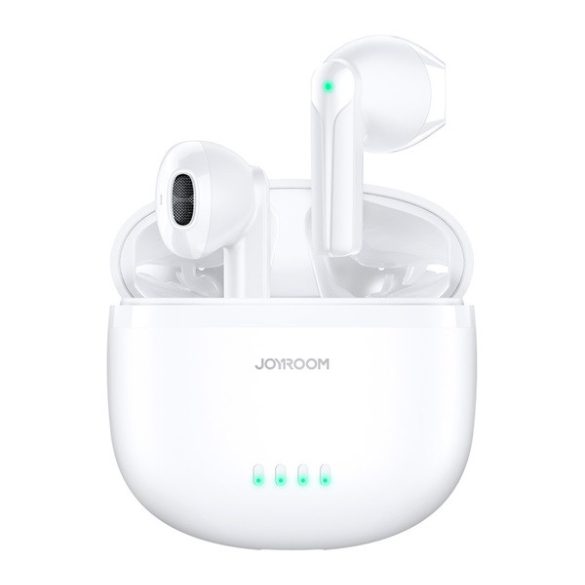Căști bluetooth JOYROOM STEREO (v5.3, TWS, microfon, filtru de zgomot, IPX4 rezistent la apă + carcasă de încărcare) ALBE