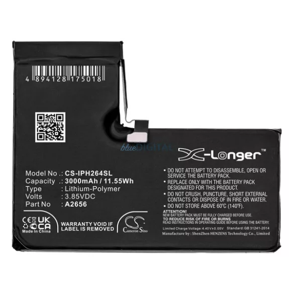 CAMERON SINO Baterie Li-Polimer (3.85V/3000mAh, compatibil Apple A2656) BLACK Apple iPhone 13 Pro