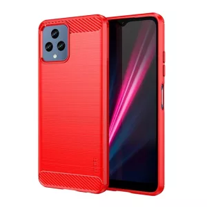 HUSĂ! - Protector de telefon din silicon MOFI (rezistență medie la impact, colț cu pernă de aer, periat, model carbon) RED T Phone 5G (2022), T Phone 5G (2023)