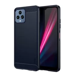   HUSĂ! - Protector de telefon din silicon MOFI (rezistență medie la impact, colț cu perne de aer, periat, model de carbon) BLUE INCHIS T Phone 5G (2022), T Phone 5G (2023)