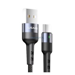   Cablu de date USAMS U26 (USB - Type-C, 3A, încărcător rapid, 100cm, anti-rupere, indicator LED) NEGRU
