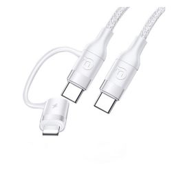   Cablu de date USAMS U31 (Tip-C - fulger/Tip-C, 60W, încărcător rapid PD, 120cm) ALB