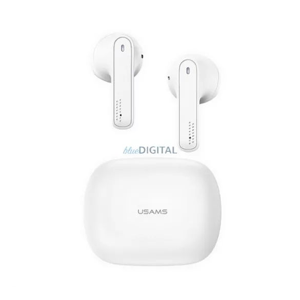 USAMS SM01 cască bluetooth STAREO (v5.0, TWS, microfon, anulare zgomot + încărcător) ALB