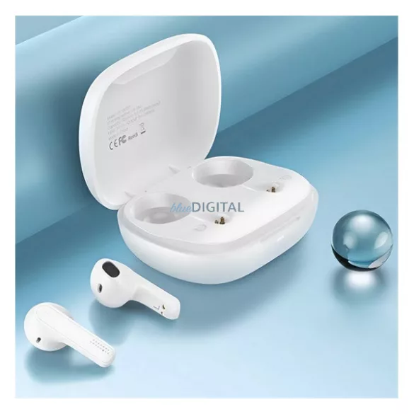 USAMS SM01 cască bluetooth STAREO (v5.0, TWS, microfon, anulare zgomot + încărcător) ALB