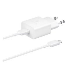   Încărcător de rețea SAMSUNG cu priză Type-C (15W, încărcător rapid + cablu Type-C) ALB