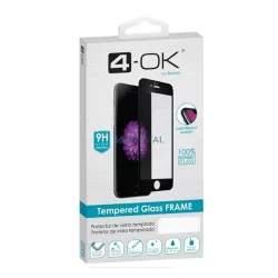  Sticlă de protecție pentru ecran 4-OK (clei 3D complet, curbat, adeziv pe toată suprafața, prietenos cu carcasă, rezistent la zgârieturi, 9H) NEGRU Apple iPhone 14 Plus