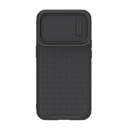   HUSĂ! - Protector de telefon din plastic NILLKIN TEXTURED S (cadru din silicon, model 3D, protecție pentru cameră, atașament Magsafe) NEGRU Apple iPhone 14 Pro
