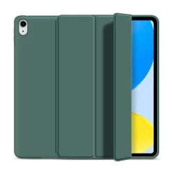   Carcasă în picioare, efect piele (FLIP activ, deschidere laterală, TRIFOLD, suport de birou) VERDE ÎNCHIS Apple IPAD 10.9 (2022)
