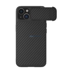   HUSĂ! - Protector de telefon din plastic NILLKIN SYNTHETIC FIBER S (prietenos cu mediul, protectie pentru camera, model carbon) NEGRU Apple iPhone 14 Plus