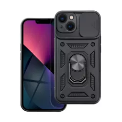   HUSĂ! - Protector de telefon din plastic Defender (rezistenta la impact mediu, interior din silicon, inel suport telefon, protectie camera) NEGRU Apple iPhone 13