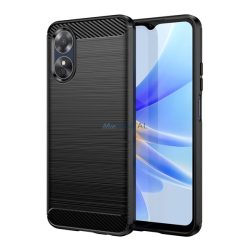   HUSĂ! - Protector de telefon din silicon (rezistență medie la impact, colț cu pernă de aer, periat, model carbon) NEGRU Oppo A17