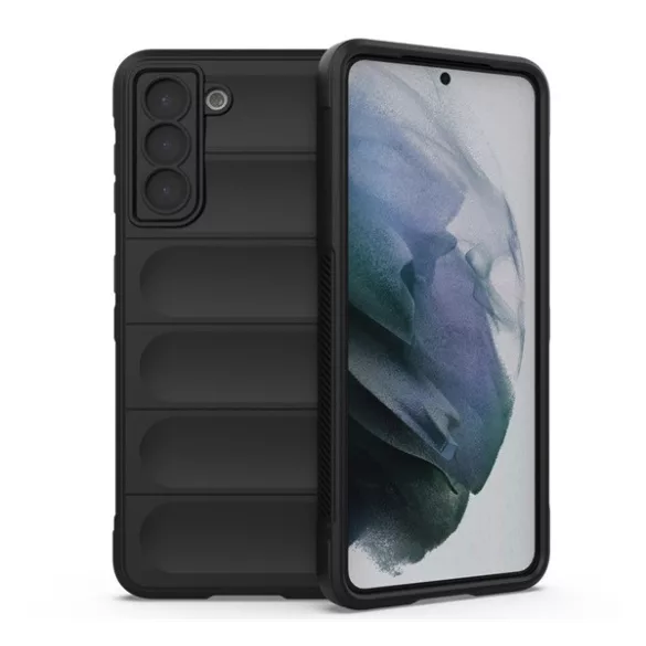 HUSĂ! - Protectie din silicon pentru telefon (rezistenta la impact mediu, protectie camera, model 3D) NEGRU Samsung Galaxy S21 (SM-G991) 5G