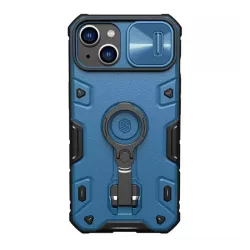   HUSĂ! - NILLKIN CAMSHIELD ARMOR PRO apărător din plastic protecțiede telefon (silicon interior, rezistent la impact mediu, inel suport telefon) albastruApple iPhone 14