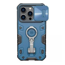   HUSĂ! - Protector de telefon NILLKIN CAMSHIELD ARMOR PRO defender din plastic (interior din silicon, rezistent la impact mediu, inel suport telefon) ALBASTRU Apple iPhone 14 Pro