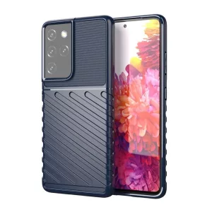 HUSĂ! - Protector de telefon din silicon (rezistență medie la impact, în dungi, model convex) ALBASTRU ÎNCHIS Samsung Galaxy S23 Ultra (SM-S918)