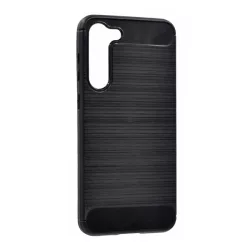   HUSĂ! - Protector de telefon din silicon (rezistență medie la impact, colț cu pernă de aer, periat, model carbon) NEGRU Samsung Galaxy S23 Plus (SM-S916)