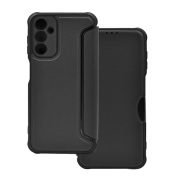   Husă în picioare, efect piele (FLIP, deschidere laterală, colț cu pernă de aer, protecție pentru cameră, model carbon) NEGRU Samsung Galaxy S23 Plus (SM-S916)
