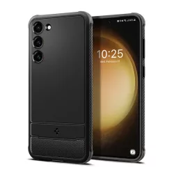   HUSĂ! - SPIGEN RUGGED ARMOR Husă silicon pentru telefon (impact mediu rezistent, bubble heel, model de carbon) negru Samsung Galaxy S23 (SM-S911)