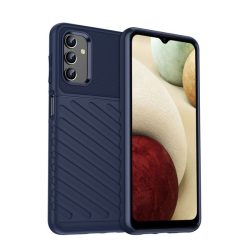   HUSĂ! - Protector de telefon din silicon (rezistent mediu la impact, în dungi, model convex) ALBASTRU ÎNCHIS Samsung Galaxy A13 5G (SM-A136), Samsung Galaxy A04s (SM-A047F)