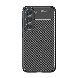   HUSĂ! - Protectie din silicon pentru telefon (rezistenta medie la impact, colt cu perna de aer, model carbon) NEGRU Samsung Galaxy S23 (SM-S911)