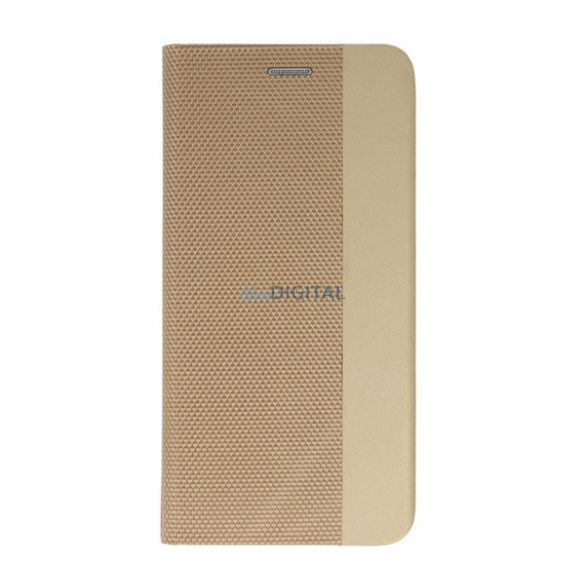 Carcasa in picioare, efect piele (FLIP, deschidere laterala, functie suport de masa, model textil) GOLD Samsung Galaxy S23 (SM-S911)