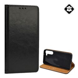   HUSĂ! - Husă în picioare, piele naturală (FLIP, deschidere laterală, funcție de suport pentru birou) NEGRU Samsung Galaxy S23 Plus (SM-S916)