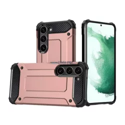   HUSĂ! - Protector de telefon din plastic Defender (rezistenta medie la impact, colt cu perna de aer, interior din silicon, efect metalic) ROSE GOLD Samsung Galaxy S23 (SM-S911)